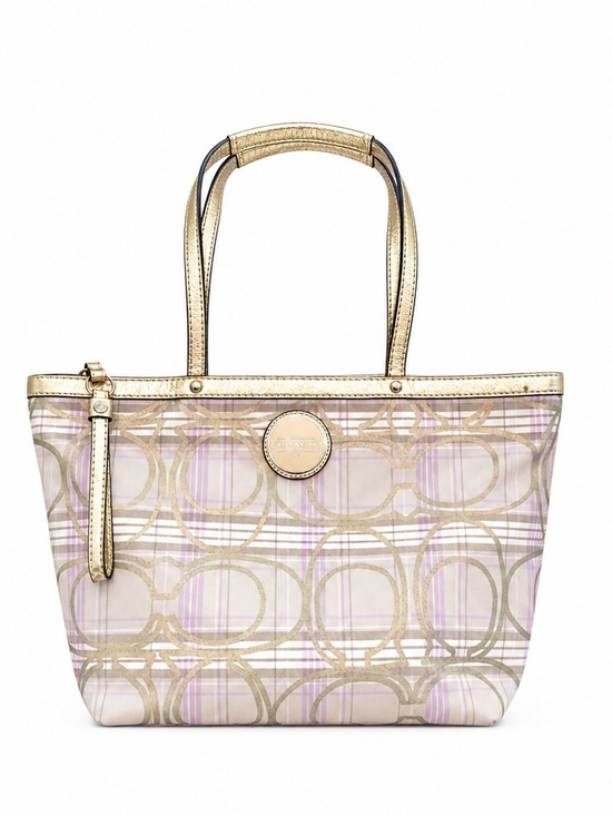 Coach Handbags - COACH Signature Stripe Plaid Tartan Tote